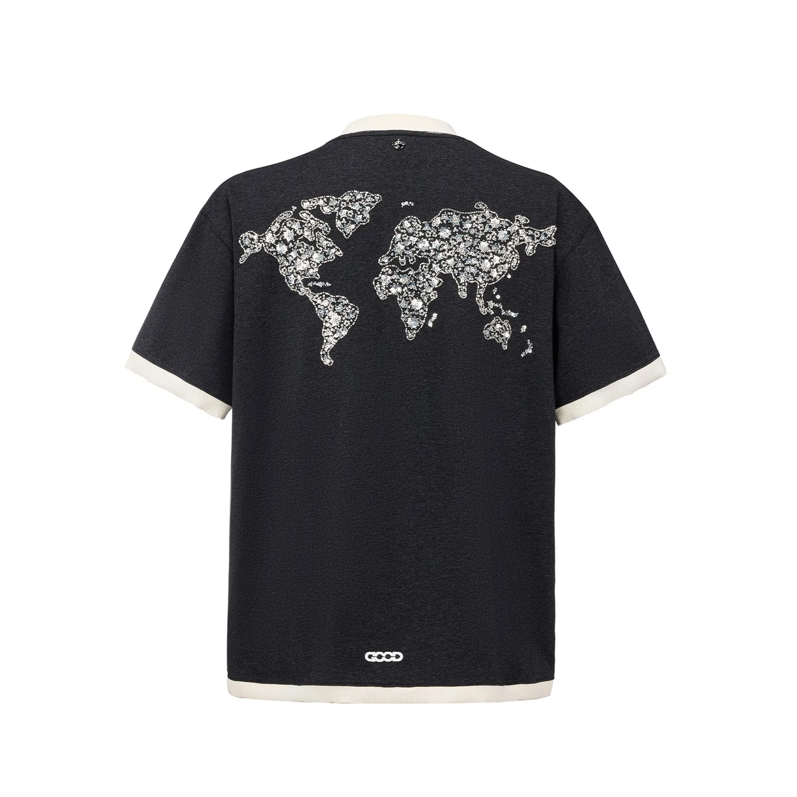 Beaded Globe Tee — Negro, vista posterior