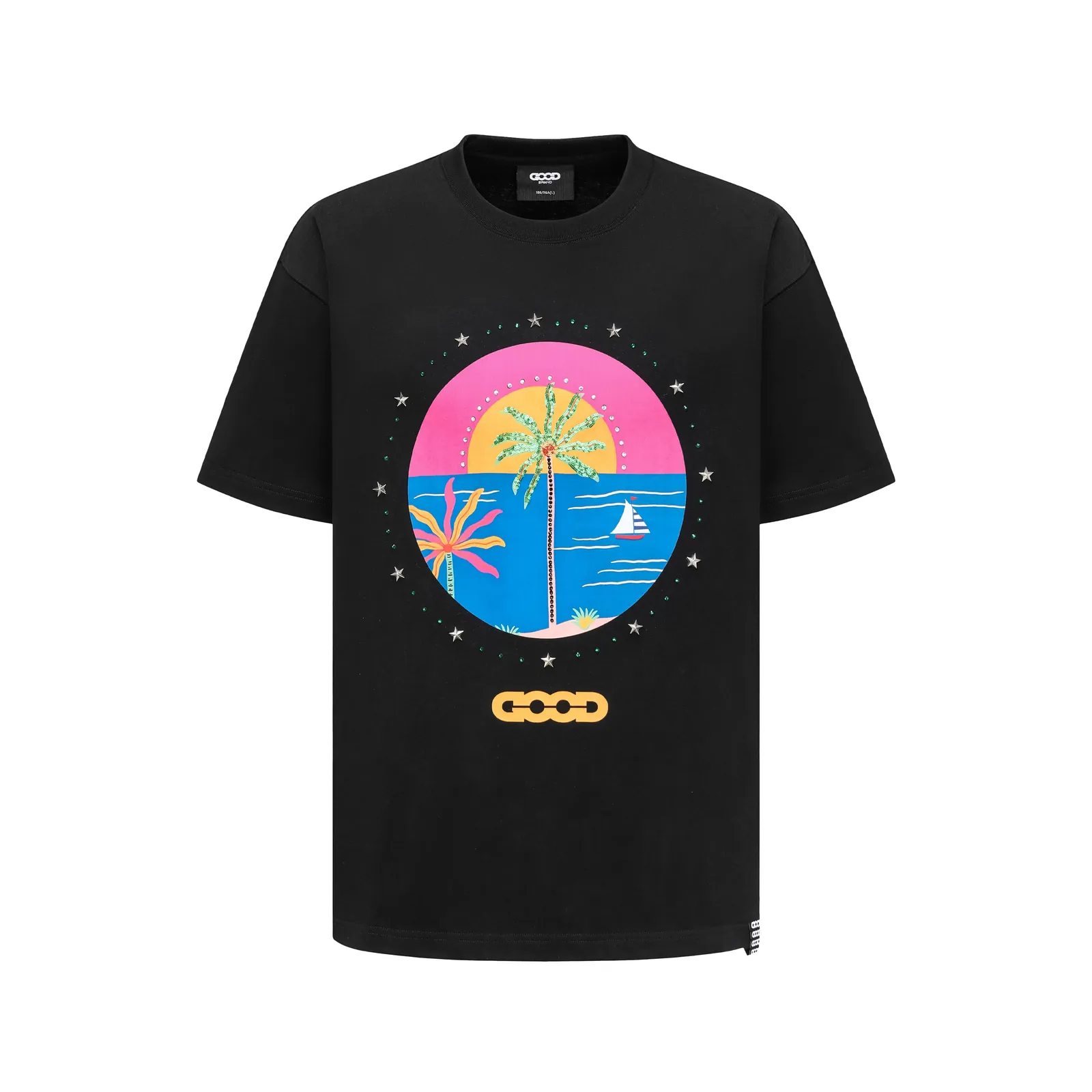 Coconut Tree Slogan Tee — Negro