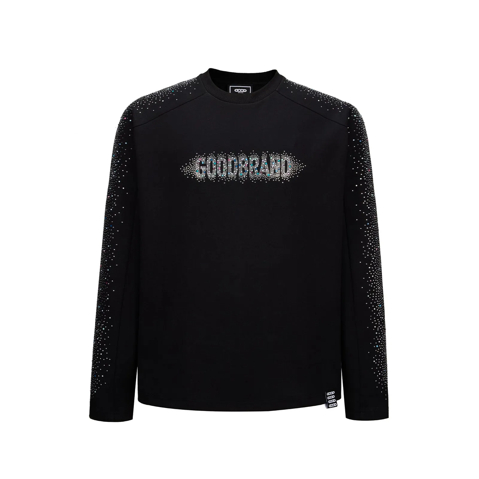 Rhinestone Crescent Moon Long Sleeve — Negro
