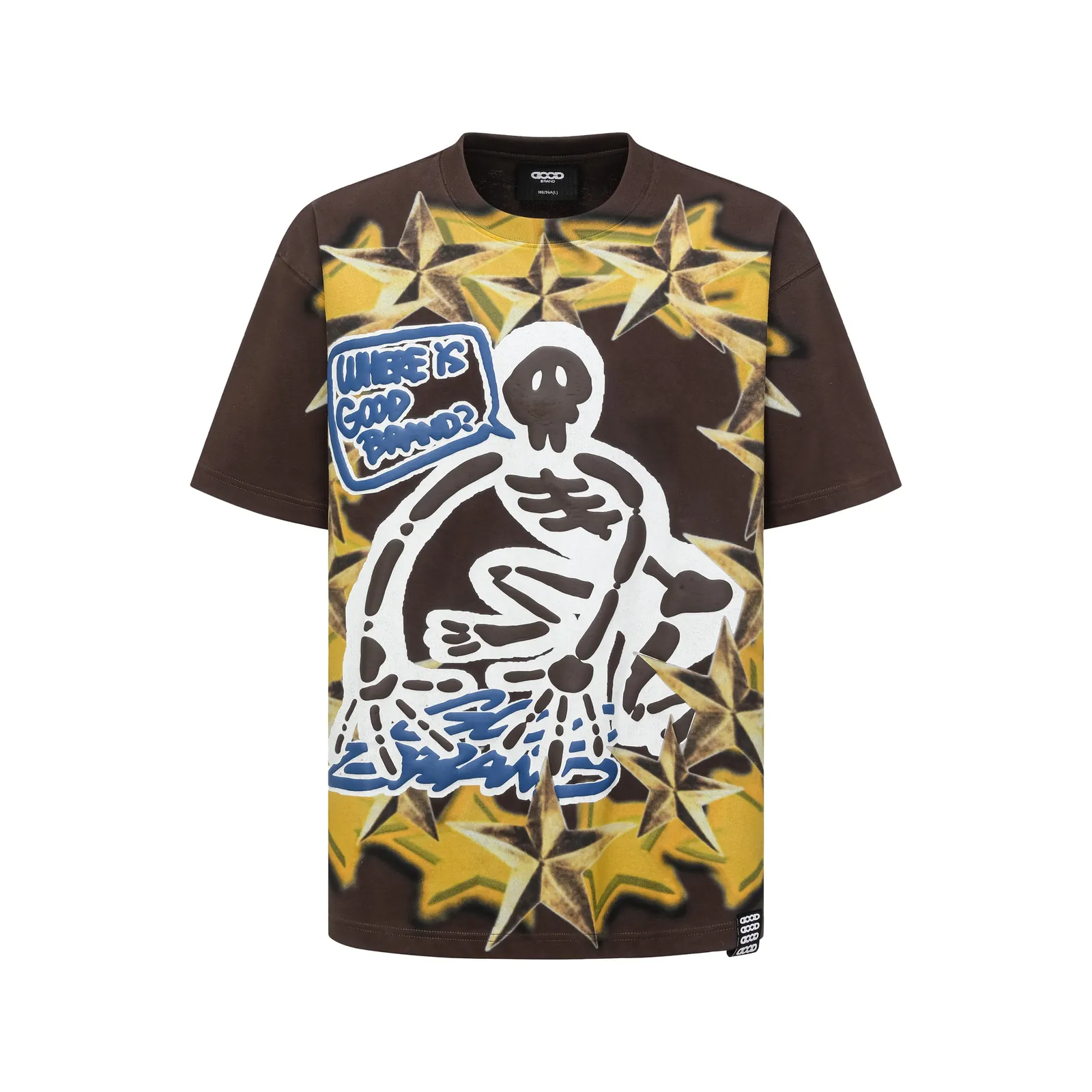 Skeleton Ghost Graffiti Tee — Marrón
